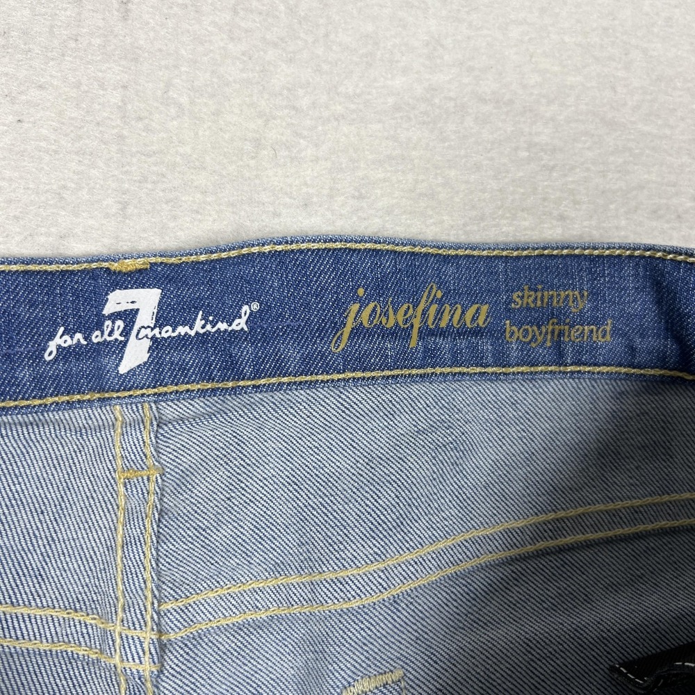 7 For All Mankind Josefina Skinny Boyfriend Jeans‎ Womens 30 Blue Distressed USA - Picture 6 of 16